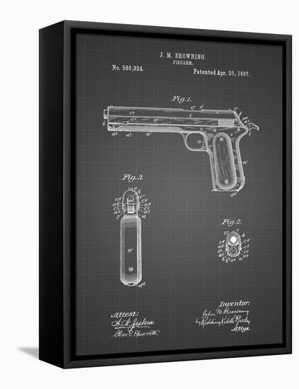 PP770-Black Grid Colt Automatic Pistol of 1900 Patent Poster-Cole Borders-Framed Stretched Canvas