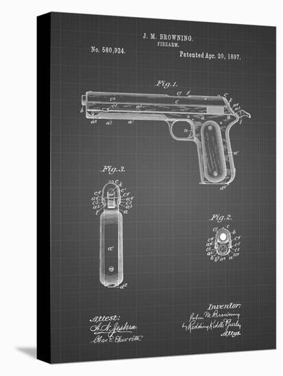PP770-Black Grid Colt Automatic Pistol of 1900 Patent Poster-Cole Borders-Stretched Canvas