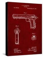 PP770-Burgundy Colt Automatic Pistol of 1900 Patent Poster-Cole Borders-Stretched Canvas