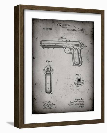 PP770-Faded Grey Colt Automatic Pistol of 1900 Patent Poster-Cole Borders-Framed Giclee Print