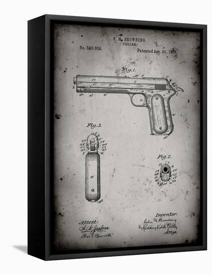 PP770-Faded Grey Colt Automatic Pistol of 1900 Patent Poster-Cole Borders-Framed Stretched Canvas