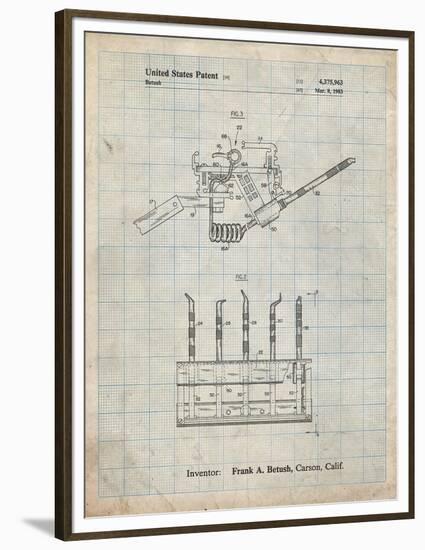 PP779-Antique Grid Parchment Dental Tools Patent Poster-Cole Borders-Framed Premium Giclee Print