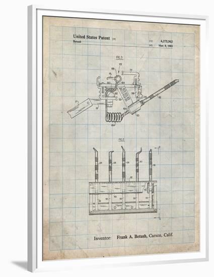 PP779-Antique Grid Parchment Dental Tools Patent Poster-Cole Borders-Framed Premium Giclee Print