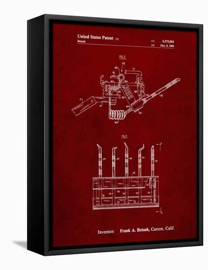 PP779-Burgundy Dental Tools Patent Poster-Cole Borders-Framed Stretched Canvas