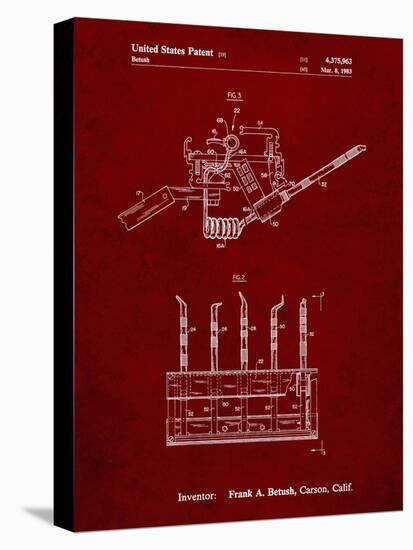 PP779-Burgundy Dental Tools Patent Poster-Cole Borders-Stretched Canvas