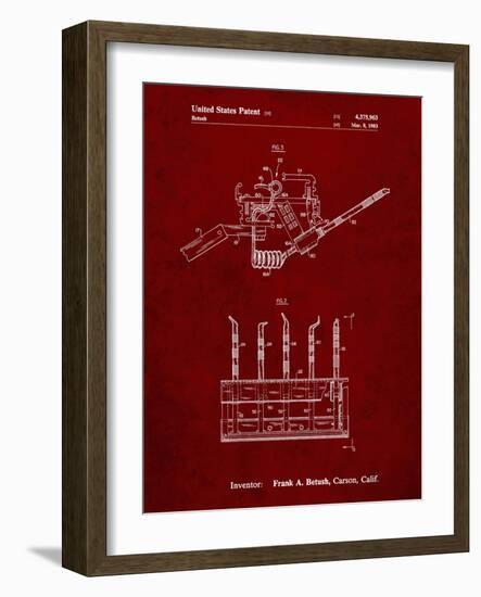 PP779-Burgundy Dental Tools Patent Poster-Cole Borders-Framed Giclee Print