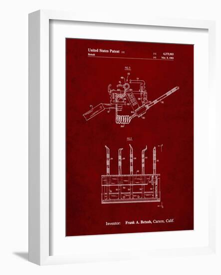 PP779-Burgundy Dental Tools Patent Poster-Cole Borders-Framed Giclee Print