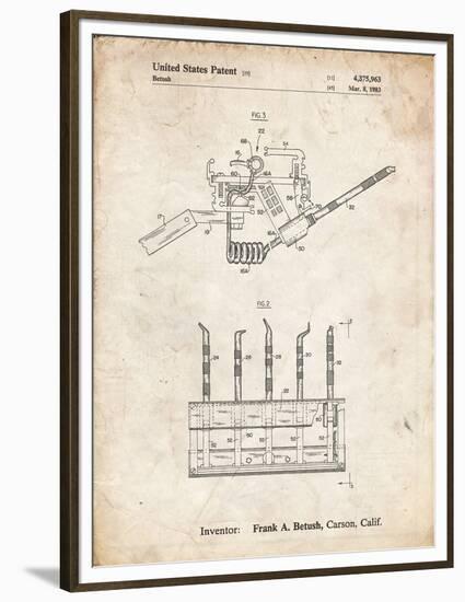 PP779-Vintage Parchment Dental Tools Patent Poster-Cole Borders-Framed Premium Giclee Print