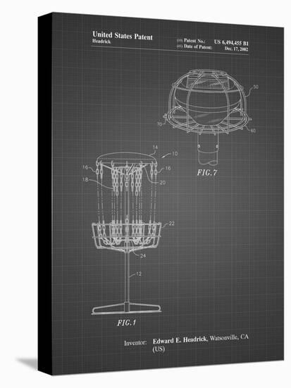 PP782-Black Grid Disc Golf Basket Patent Poster-Cole Borders-Stretched Canvas