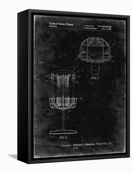 PP782-Black Grunge Disc Golf Basket Patent Poster-Cole Borders-Framed Stretched Canvas