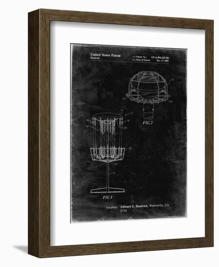 PP782-Black Grunge Disc Golf Basket Patent Poster-Cole Borders-Framed Giclee Print