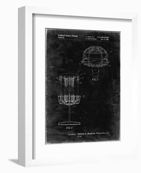 PP782-Black Grunge Disc Golf Basket Patent Poster-Cole Borders-Framed Giclee Print