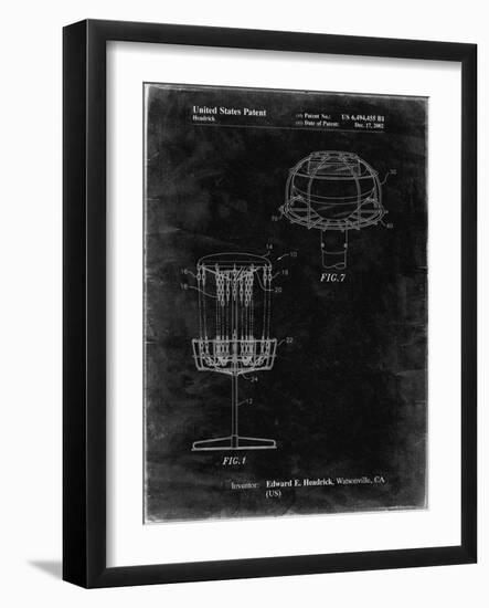 PP782-Black Grunge Disc Golf Basket Patent Poster-Cole Borders-Framed Giclee Print