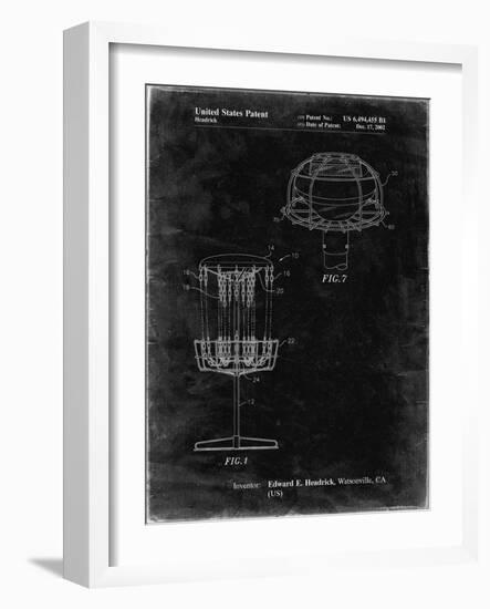 PP782-Black Grunge Disc Golf Basket Patent Poster-Cole Borders-Framed Giclee Print