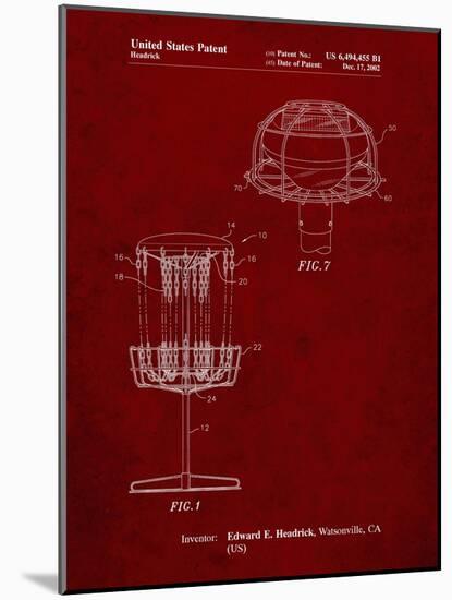 PP782-Burgundy Disc Golf Basket Patent Poster-Cole Borders-Mounted Giclee Print