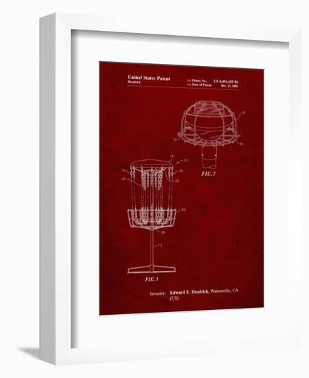 PP782-Burgundy Disc Golf Basket Patent Poster-Cole Borders-Framed Giclee Print