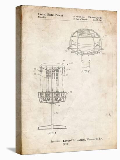 PP782-Vintage Parchment Disc Golf Basket Patent Poster-Cole Borders-Stretched Canvas