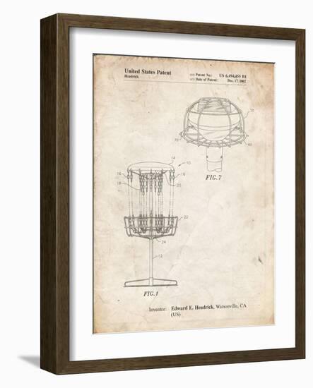 PP782-Vintage Parchment Disc Golf Basket Patent Poster-Cole Borders-Framed Giclee Print