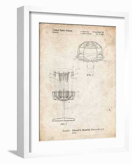 PP782-Vintage Parchment Disc Golf Basket Patent Poster-Cole Borders-Framed Giclee Print