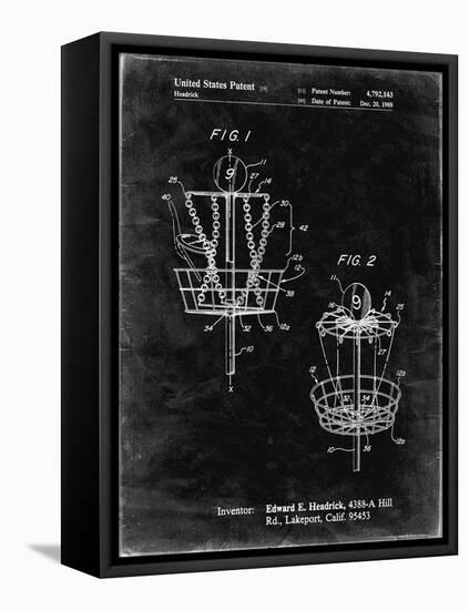 PP783-Black Grunge Disk Golf Basket 1988 Patent Poster-Cole Borders-Framed Stretched Canvas