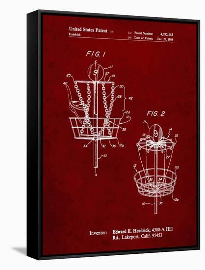 PP783-Burgundy Disk Golf Basket 1988 Patent Poster-Cole Borders-Framed Stretched Canvas