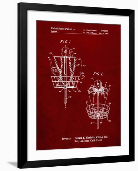 PP783-Burgundy Disk Golf Basket 1988 Patent Poster-Cole Borders-Framed Giclee Print