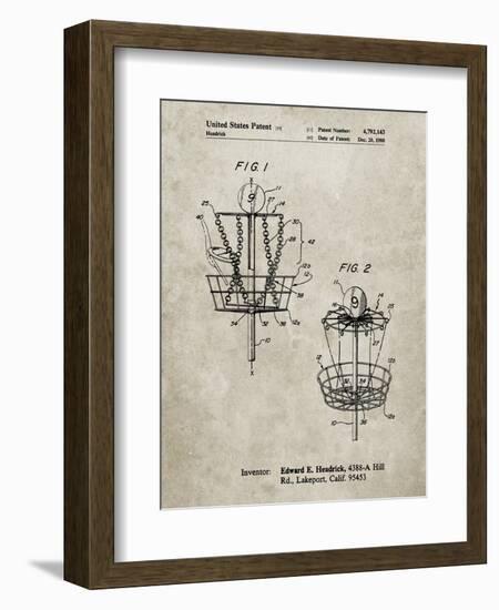 PP783-Sandstone Disk Golf Basket 1988 Patent Poster-Cole Borders-Framed Giclee Print