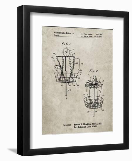 PP783-Sandstone Disk Golf Basket 1988 Patent Poster-Cole Borders-Framed Giclee Print