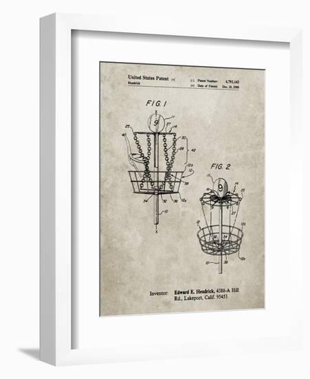 PP783-Sandstone Disk Golf Basket 1988 Patent Poster-Cole Borders-Framed Giclee Print