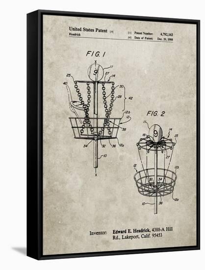 PP783-Sandstone Disk Golf Basket 1988 Patent Poster-Cole Borders-Framed Stretched Canvas