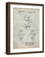 PP784-Antique Grid Parchment Dog Watch Clock Patent Poster-Cole Borders-Framed Giclee Print