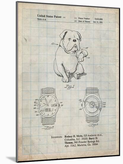 PP784-Antique Grid Parchment Dog Watch Clock Patent Poster-Cole Borders-Mounted Giclee Print