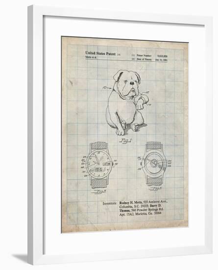 PP784-Antique Grid Parchment Dog Watch Clock Patent Poster-Cole Borders-Framed Giclee Print