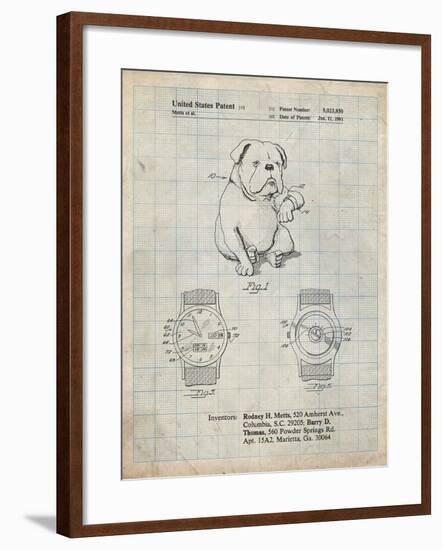 PP784-Antique Grid Parchment Dog Watch Clock Patent Poster-Cole Borders-Framed Giclee Print