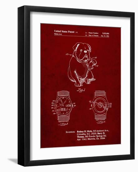 PP784-Burgundy Dog Watch Clock Patent Poster-Cole Borders-Framed Giclee Print