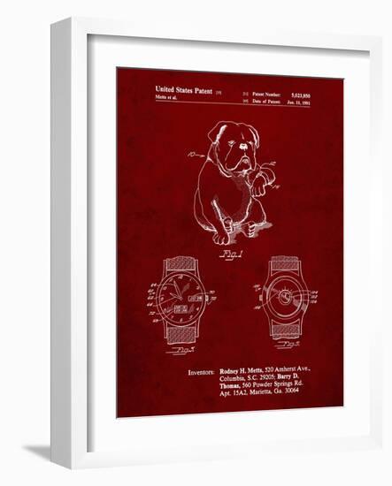 PP784-Burgundy Dog Watch Clock Patent Poster-Cole Borders-Framed Giclee Print