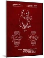 PP784-Burgundy Dog Watch Clock Patent Poster-Cole Borders-Mounted Giclee Print