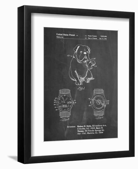 PP784-Chalkboard Dog Watch Clock Patent Poster-Cole Borders-Framed Premium Giclee Print