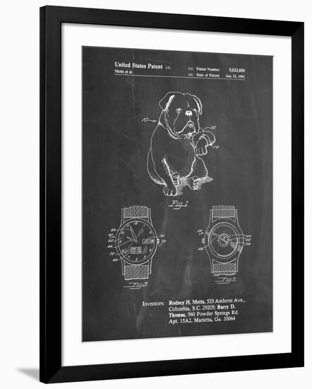 PP784-Chalkboard Dog Watch Clock Patent Poster-Cole Borders-Framed Giclee Print