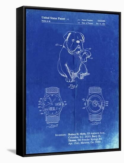 PP784-Faded Blueprint Dog Watch Clock Patent Poster-Cole Borders-Framed Stretched Canvas