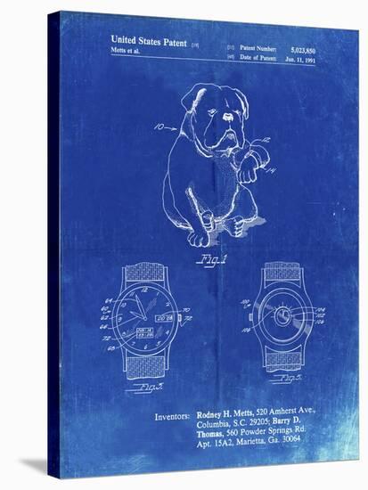 PP784-Faded Blueprint Dog Watch Clock Patent Poster-Cole Borders-Stretched Canvas