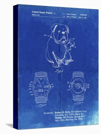 PP784-Faded Blueprint Dog Watch Clock Patent Poster-Cole Borders-Stretched Canvas