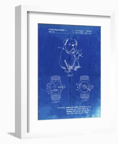 PP784-Faded Blueprint Dog Watch Clock Patent Poster-Cole Borders-Framed Giclee Print