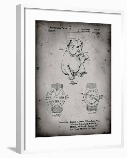 PP784-Faded Grey Dog Watch Clock Patent Poster-Cole Borders-Framed Giclee Print