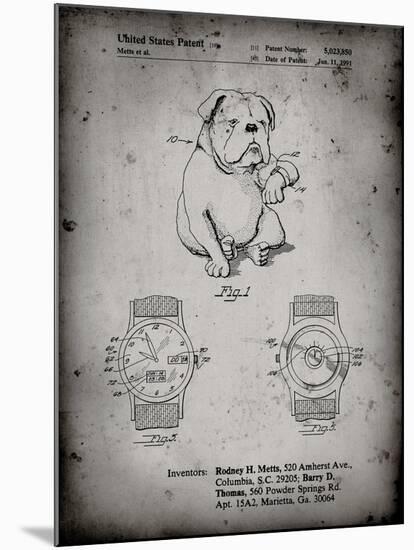 PP784-Faded Grey Dog Watch Clock Patent Poster-Cole Borders-Mounted Giclee Print