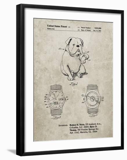 PP784-Sandstone Dog Watch Clock Patent Poster-Cole Borders-Framed Giclee Print