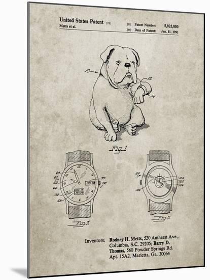 PP784-Sandstone Dog Watch Clock Patent Poster-Cole Borders-Mounted Giclee Print