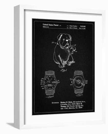 PP784-Vintage Black Dog Watch Clock Patent Poster-Cole Borders-Framed Giclee Print