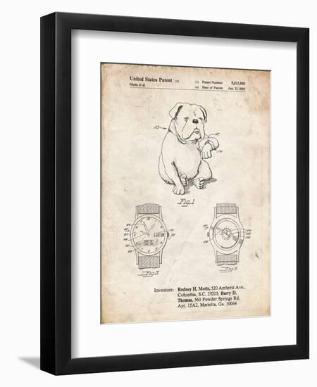 PP784-Vintage Parchment Dog Watch Clock Patent Poster-Cole Borders-Framed Giclee Print