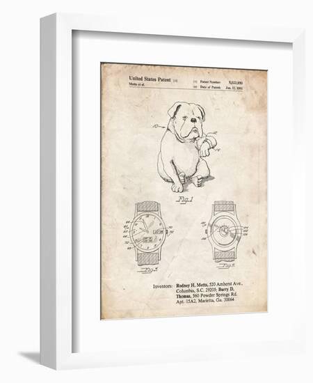 PP784-Vintage Parchment Dog Watch Clock Patent Poster-Cole Borders-Framed Giclee Print